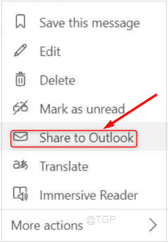 Compartir en el historial de chat de Outlook Teams Min