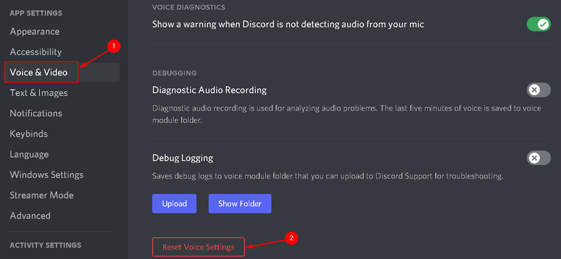 Discord 음성 비디오 설정 최소