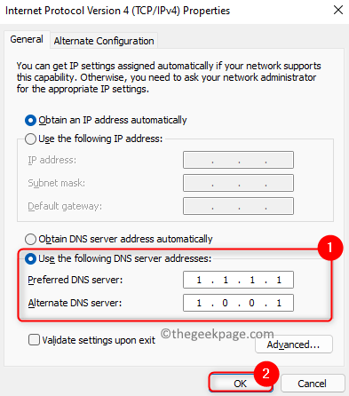 Tcp Ipv4 tulajdonságok Preferált alternatív DNS-cím Min