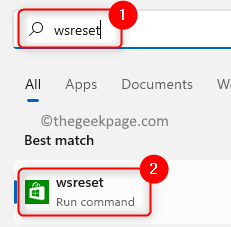 Wsreset Search Futtassa a Windows Key Min