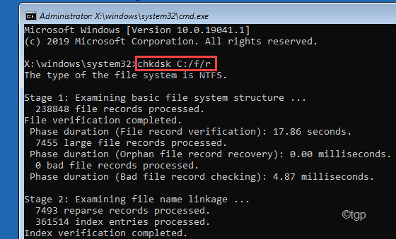Chkdsk C min