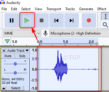 Pulsante Play Audacity