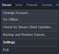 Inställningar Steam