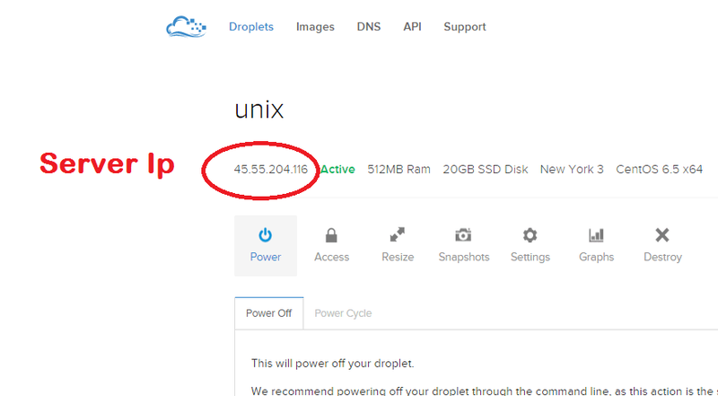 IP des Servers bei Digitalocean