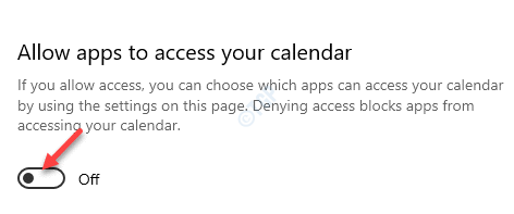 Permitir que las aplicaciones accedan al calendario Desactivar