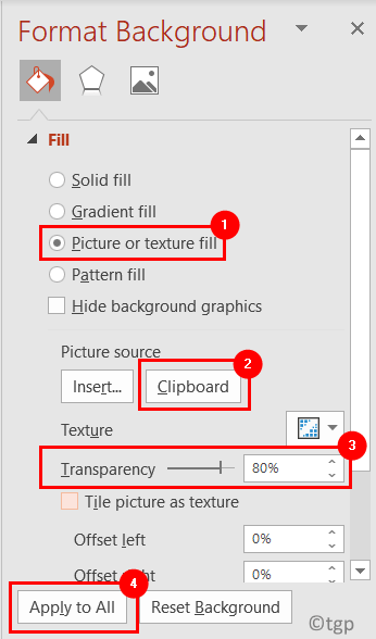 Formato Configurações de Fundo Transparência Mínimo