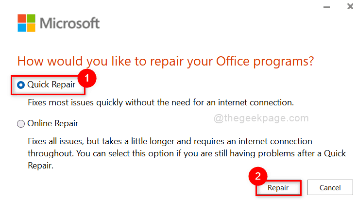 Gyors javítás Ms Office 11zon