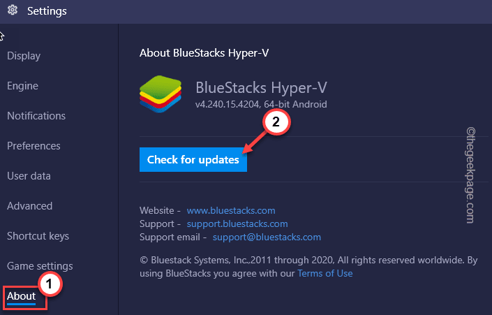 Bluestacks comprobar si hay actualizaciones mínimas