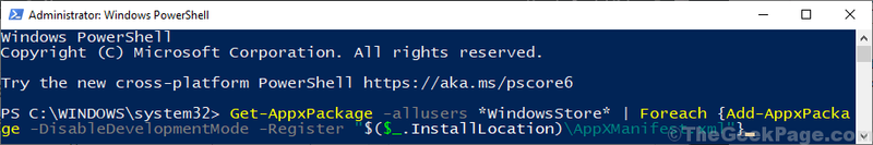 Ponovno instalirajte Powershell Store