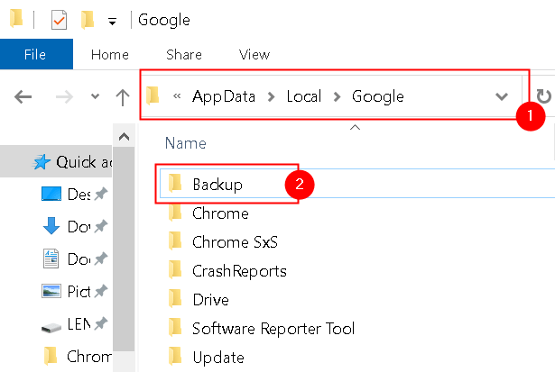 Pasta de backup Google Min