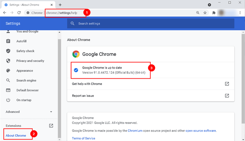 Atualizar mínimo do Chrome