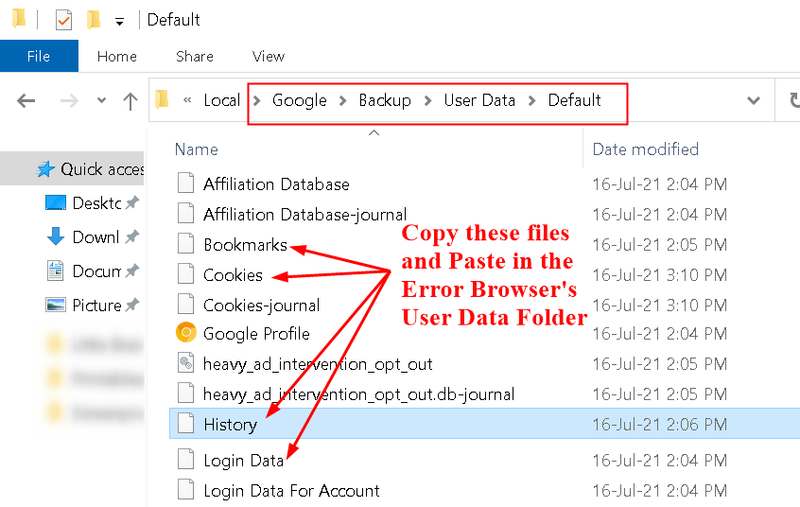 Pasta de Backup Copiar Histórico de Login Min