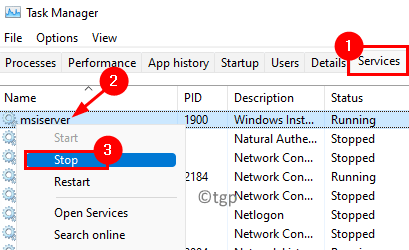 Task Manager Stop Msiserver Service Min