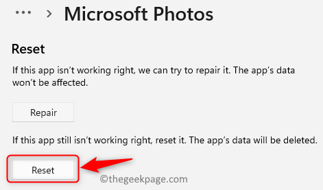 Microsoft Fotos zurücksetzen App Min