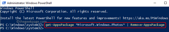 Fotos deinstallieren Powershell-Befehl Min