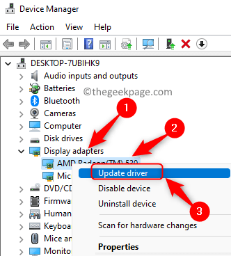 Geräte-Manager Display-Adapter-Update-Treiber Min