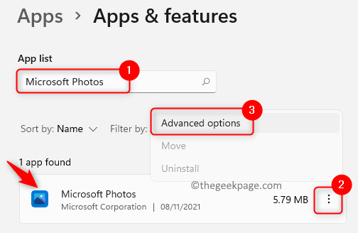 Apps Features Erweiterte Optionen von Microsoft Photos Mind