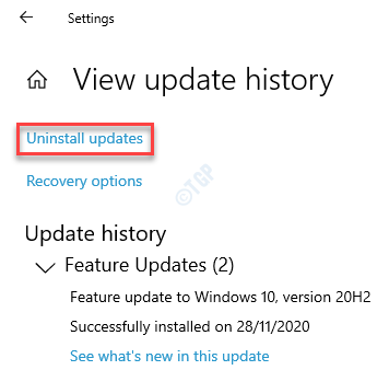 设置 Windows 更新 查看更新历史 卸载更新