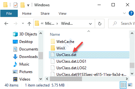 文件资源管理器导航到 Windows In App Data Usrclass.dat 选择