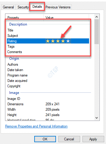 Filegenskaper Detaljer Beskrivning Betyg Apply Ok