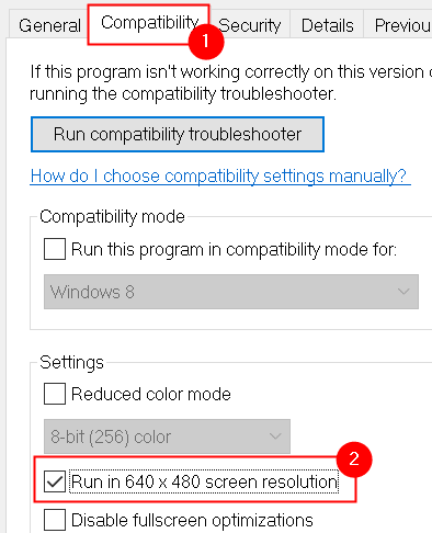 Compatibilité du jeu Changer la résolution d