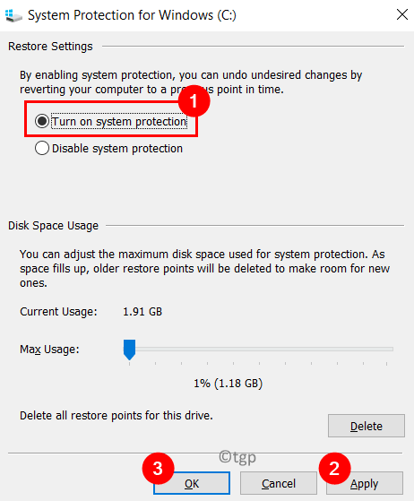 Ochrona systemu C Napęd Włącz Min