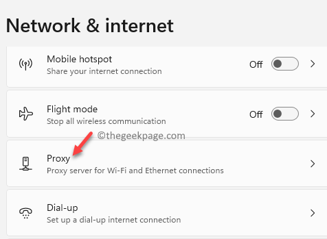 Nustatymai Tinklas ir interneto tarpinis serveris