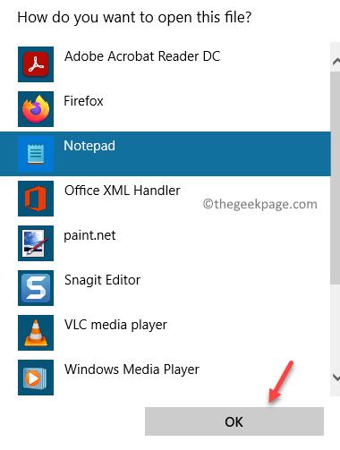 Pasirinkite Notepad, kad atidarytumėte Hosts failą Gerai Min