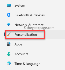 Personalização de configurações