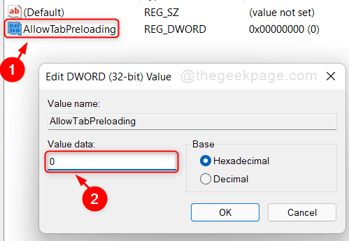 Allowtabpreloading 值 Win11