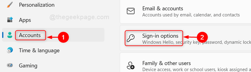 帐户中的登录选项 Win11