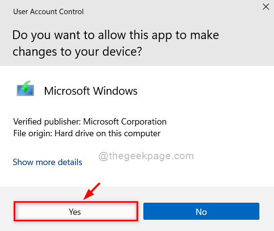 Klik op Ja Microsoft Windows Uac 11zon