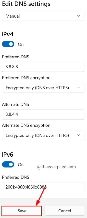 Guardar DNS mínimo