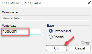 Dword (32 Bit) Değeri Değer Verisini Düzenle 10000001 Tamam