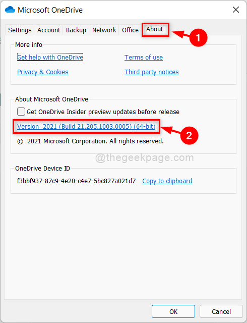 Aplicación Onedrive Acerca de la actualización