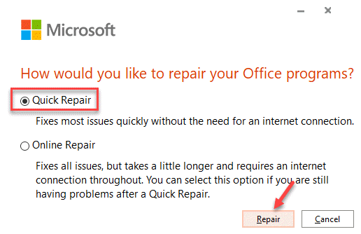 كيف تريد إصلاح برامج Office إصلاحات سريعة