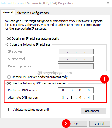 Spremenite nastavitve Dns