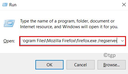 Käivitage Firefox Regserver Min