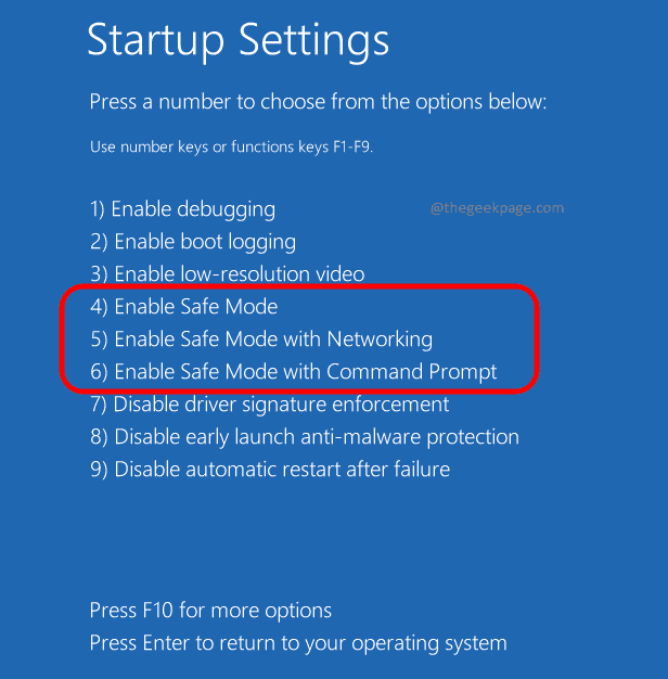 11 Setări de pornire Opțiuni Safe Mode 1234 Startup Repair Optimized