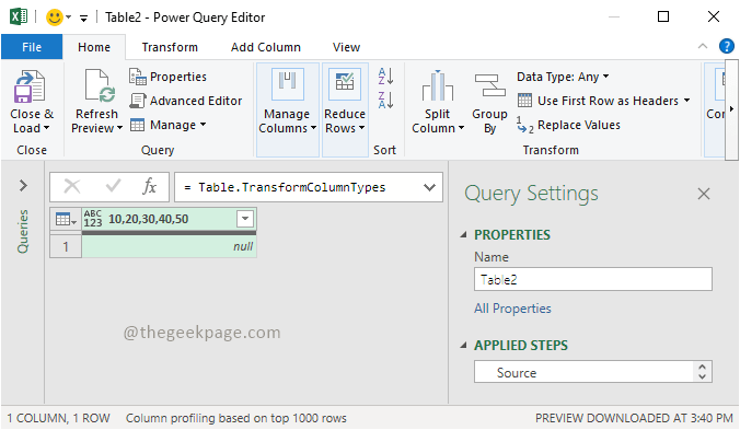 Power Query Editor Min