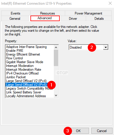 Deaktivieren Sie Large Send Offload Ipv6