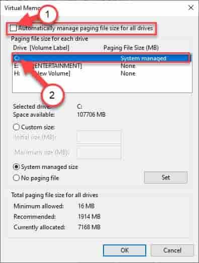 C Drive Select Min
