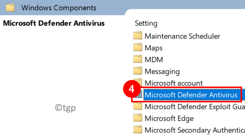 Éditeur de stratégie de groupe local Composants Windows Defender Min