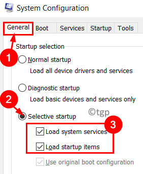 Configuration du système Démarrage sélectif Min