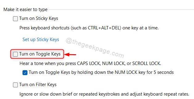 Schalten Sie den Toggle Key Sound ein Erleichtert den Zugriff Win11