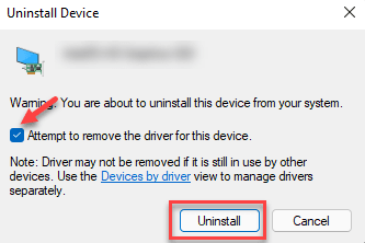 Desinstalli seadme viip Kustuta selle seadme draiveritarkvara Kontrolli Desinstalli min