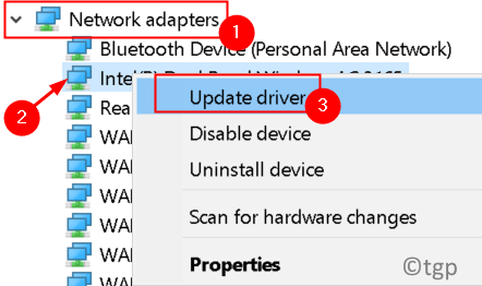 Mínimo do driver de atualização do adaptador de rede