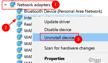 Dispositivo de desinstalação do adaptador de rede Mínimo