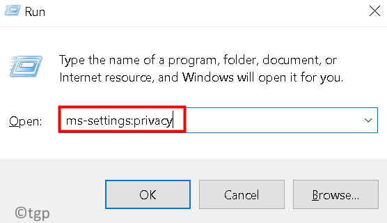 Executar Ms Configurações Privacidade Mín.