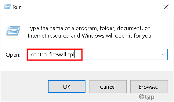 Executar controle de firewall min